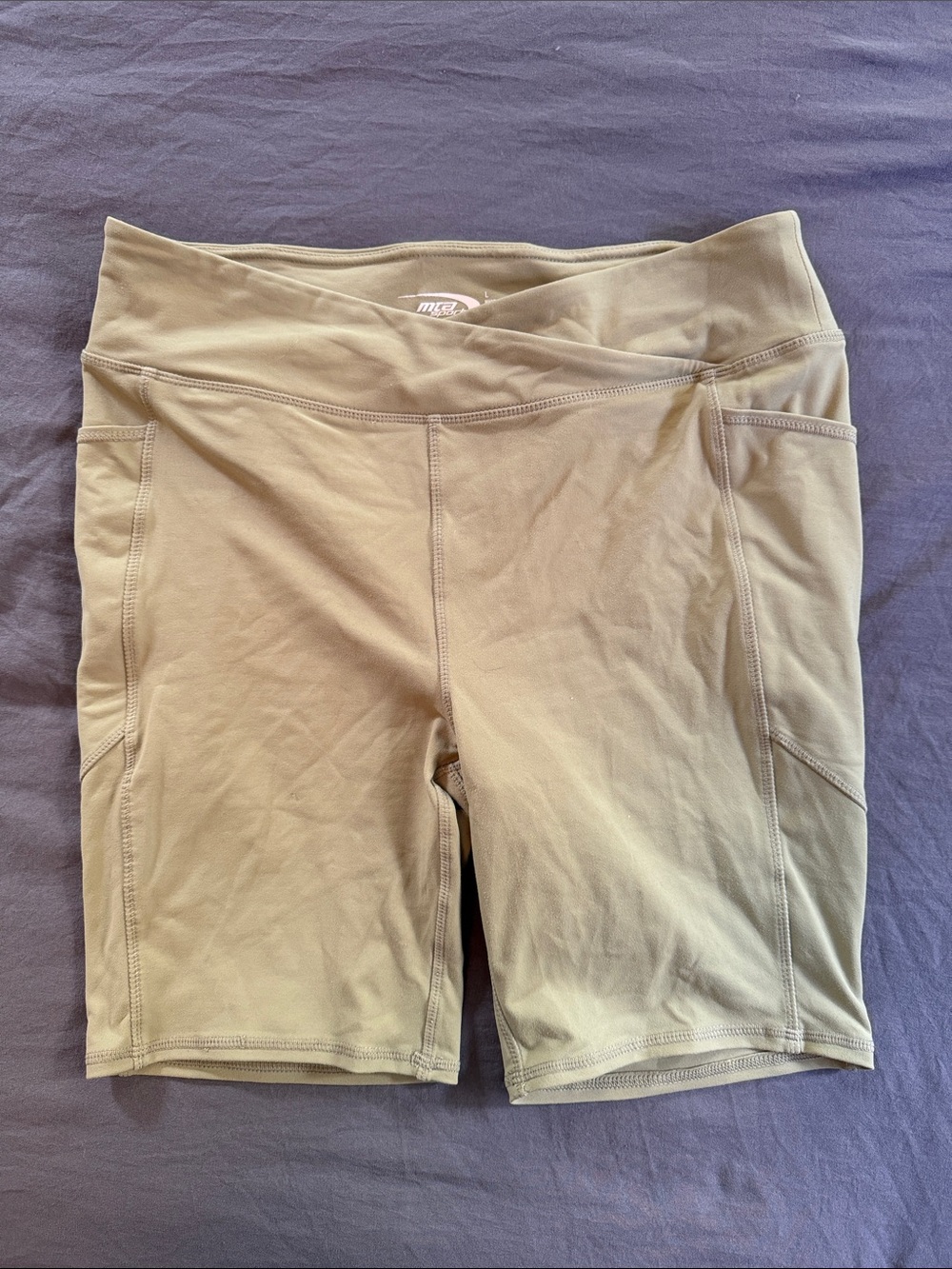 MTA Sport Olive Green High-Rise Bike Shorts with Side Pockets